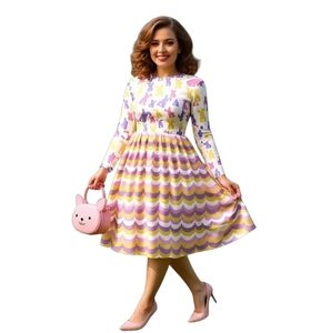 Easter Bunny Long Sleeve Pin Up Dress